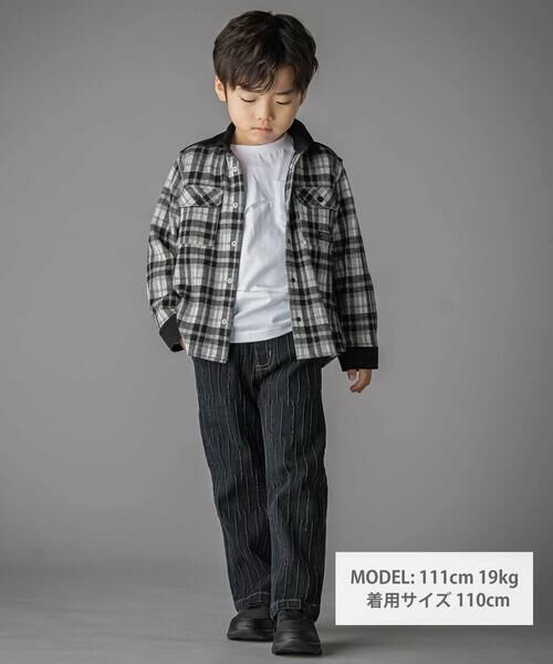 BeBe Petits Pois Vert / ベベ プチ ポワ ヴェール チノ・ワークパンツ | タック加工ストレッチデニム(95~160cm) | 詳細1