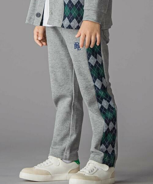 BeBe Petits Pois Vert/ベベ プチ ポワ ヴェール 【お揃い】アーガイル+裏毛切り替えパンツ(95~160cm) グレー系 140cm BeBe Petits Pois Vert/ベベ プチ ポワ ヴェール 【お揃い】アーガイル+裏毛切り替えパンツ(95~160cm) グレー系 140cm