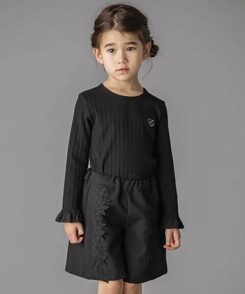 BeBe Petits Pois Vert / ベベ プチ ポワ ヴェール ミニ・ひざ丈スカート | 【お揃い】花レースキュロットパンツ(100~150cm) | 詳細3