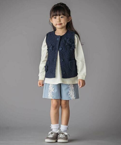 BeBe Petits Pois Vert / ベベ プチ ポワ ヴェール ミニ・ひざ丈スカート | 【お揃い】花レースキュロットパンツ(100~150cm) | 詳細6