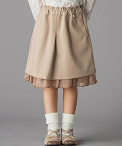 BeBe Petits Pois Vert / ベベ プチ ポワ ヴェール ミニ・ひざ丈スカート | センタープリーツラメオーガンジー切り替えスカート(100~160cm)