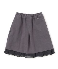 BeBe Petits Pois Vert / ベベ プチ ポワ ヴェール ミニ・ひざ丈スカート | センタープリーツラメオーガンジー切り替えスカート(100~160cm)