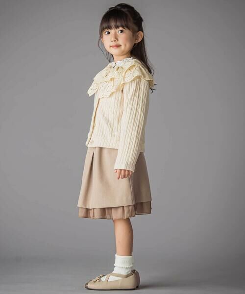 BeBe Petits Pois Vert / ベベ プチ ポワ ヴェール ミニ・ひざ丈スカート | センタープリーツラメオーガンジー切り替えスカート(100~160cm) | 詳細2