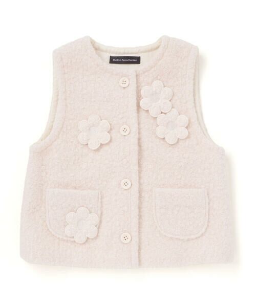BeBe Petits Pois Vert / ベベ プチ ポワ ヴェール ベスト | 花モチーフシープボアベスト(95~150cm) | 詳細4