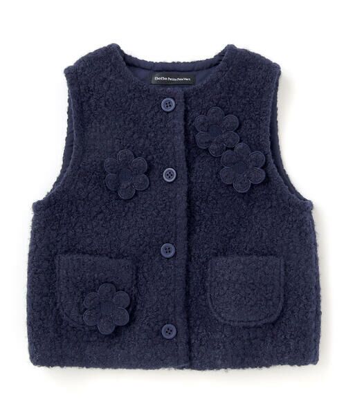BeBe Petits Pois Vert / ベベ プチ ポワ ヴェール ベスト | 花モチーフシープボアベスト(95~150cm) | 詳細9
