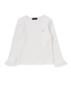 BeBe Petits Pois Vert / ベベ プチ ポワ ヴェール Tシャツ | フリル袖リブロングTシャツ(95~150cm)