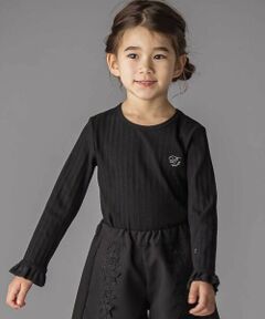 BeBe Petits Pois Vert / ベベ プチ ポワ ヴェール Tシャツ | フリル袖リブロングTシャツ(95~150cm)