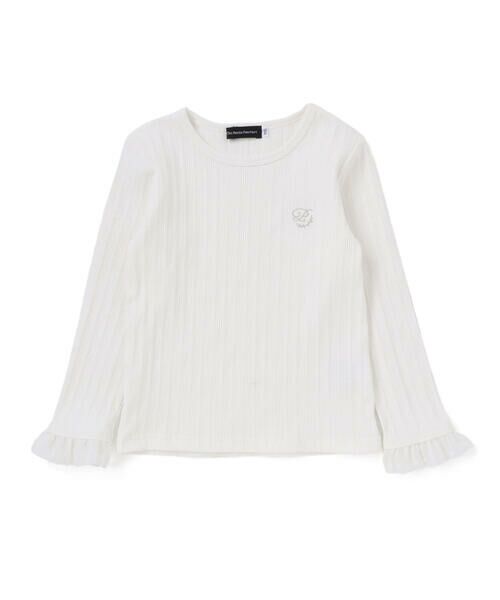 BeBe Petits Pois Vert / ベベ プチ ポワ ヴェール Tシャツ | フリル袖リブロングTシャツ(95~150cm) | 詳細1