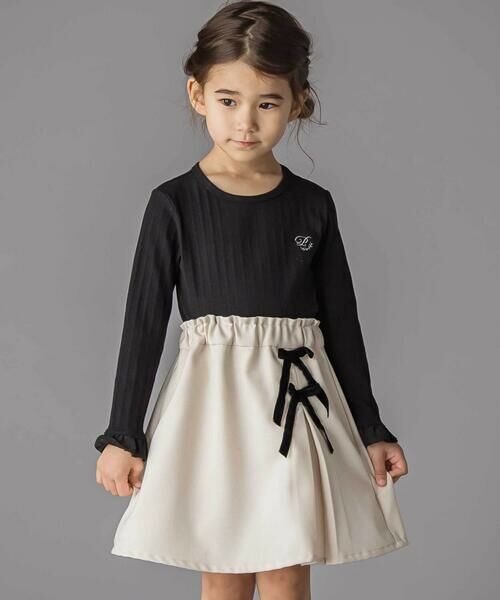 BeBe Petits Pois Vert / ベベ プチ ポワ ヴェール Tシャツ | フリル袖リブロングTシャツ(95~150cm) | 詳細5