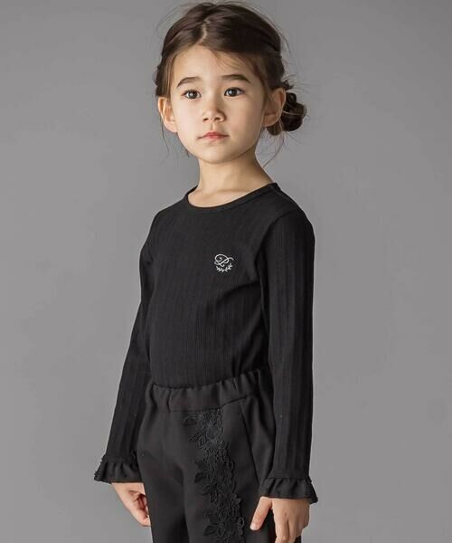 BeBe Petits Pois Vert / ベベ プチ ポワ ヴェール Tシャツ | フリル袖リブロングTシャツ(95~150cm) | 詳細6