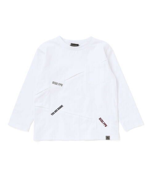 BeBe Petits Pois Vert / ベベ プチ ポワ ヴェール Tシャツ | タックプリーツ刺しゅうロングTシャツ(95~160cm) | 詳細3