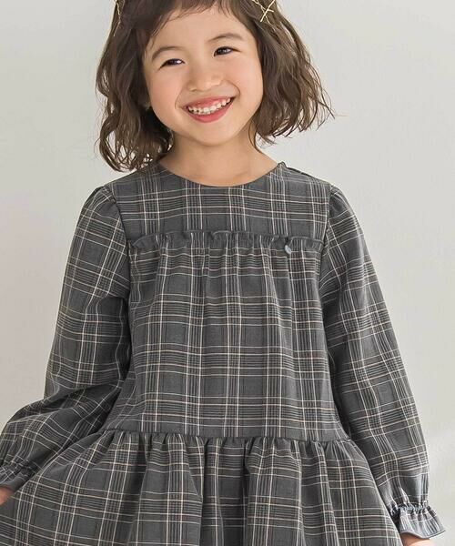 BeBe Petits Pois Vert / ベベ プチ ポワ ヴェール ミニ丈・ひざ丈ワンピース | 【店舗限定】チェックバルーン長袖ワンピース(95~150cm) | 詳細2