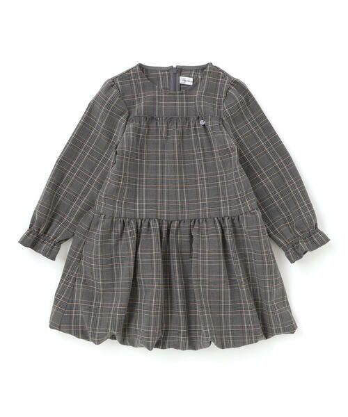 BeBe Petits Pois Vert / ベベ プチ ポワ ヴェール ミニ丈・ひざ丈ワンピース | 【店舗限定】チェックバルーン長袖ワンピース(95~150cm) | 詳細4