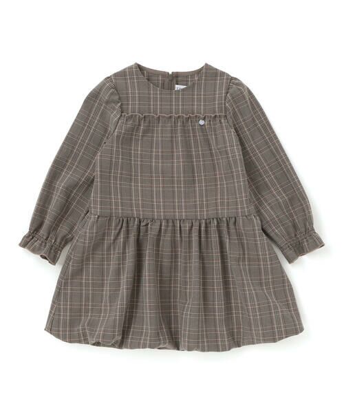 BeBe Petits Pois Vert / ベベ プチ ポワ ヴェール ミニ丈・ひざ丈ワンピース | 【店舗限定】チェックバルーン長袖ワンピース(95~150cm) | 詳細13