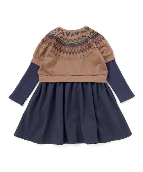 BeBe Petits Pois Vert / ベベ プチ ポワ ヴェール ミニ丈・ひざ丈ワンピース | 【店舗限定】ノルディック切替長袖ワンピース(95~150cm) | 詳細6