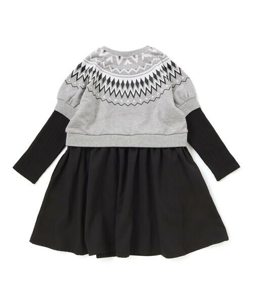 BeBe Petits Pois Vert / ベベ プチ ポワ ヴェール ミニ丈・ひざ丈ワンピース | 【店舗限定】ノルディック切替長袖ワンピース(95~150cm) | 詳細10