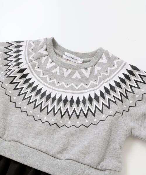 BeBe Petits Pois Vert / ベベ プチ ポワ ヴェール ミニ丈・ひざ丈ワンピース | 【店舗限定】ノルディック切替長袖ワンピース(95~150cm) | 詳細12