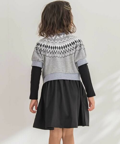 BeBe Petits Pois Vert / ベベ プチ ポワ ヴェール ミニ丈・ひざ丈ワンピース | 【店舗限定】ノルディック切替長袖ワンピース(95~150cm) | 詳細8