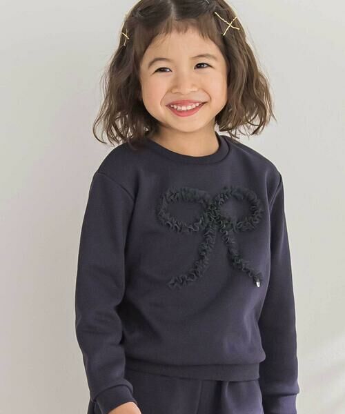 BeBe Petits Pois Vert / ベベ プチ ポワ ヴェール セットアップ | 【店舗限定】リボンチュールトップス＋ショートパンツセットアップ(95~150cm) | 詳細2