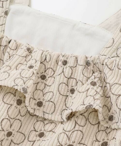 BeBe Petits Pois Vert / ベベ プチ ポワ ヴェール セットアップ | 【店舗限定】花柄コールテンジャンパースカート+長袖リブトップスセット(95~150cm) | 詳細7