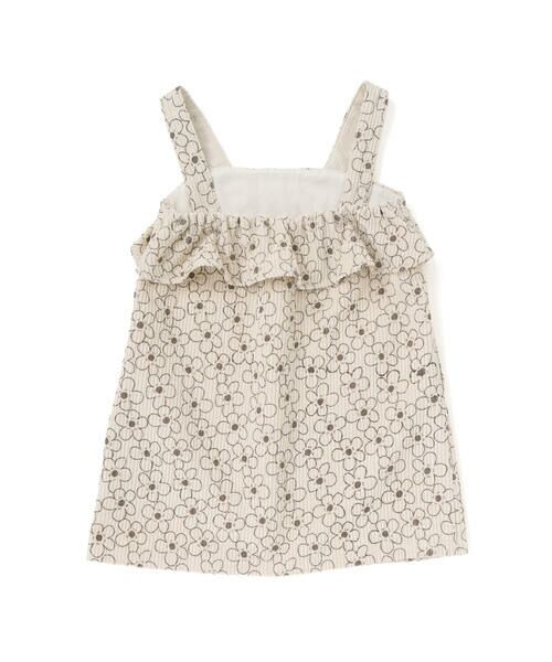BeBe Petits Pois Vert / ベベ プチ ポワ ヴェール セットアップ | 【店舗限定】花柄コールテンジャンパースカート+長袖リブトップスセット(95~150cm) | 詳細2