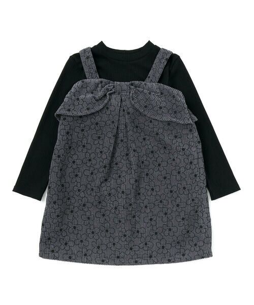 BeBe Petits Pois Vert / ベベ プチ ポワ ヴェール セットアップ | 【店舗限定】花柄コールテンジャンパースカート+長袖リブトップスセット(95~150cm) | 詳細19