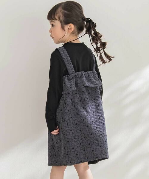 BeBe Petits Pois Vert / ベベ プチ ポワ ヴェール セットアップ | 【店舗限定】花柄コールテンジャンパースカート+長袖リブトップスセット(95~150cm) | 詳細18