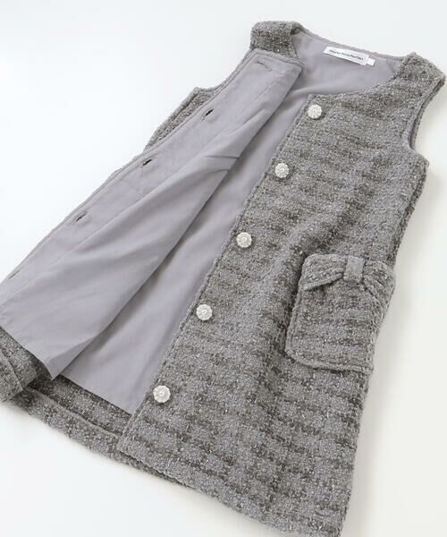 BeBe Petits Pois Vert / ベベ プチ ポワ ヴェール ミニ・ひざ丈スカート | 【店舗限定】【お揃い】ボアツイードジャンパースカート(95~150cm) | 詳細7