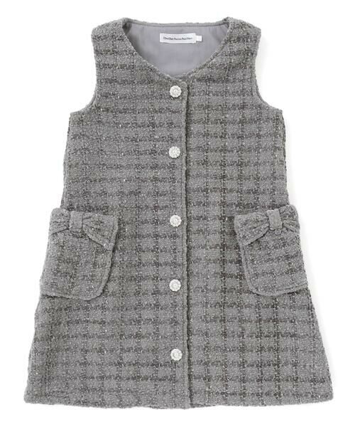 BeBe Petits Pois Vert/ベベ プチ ポワ ヴェール 【店舗限定】【お揃い】ボアツイードジャンパースカート(95~150cm) グレー 100cm BeBe Petits Pois Vert/ベベ プチ ポワ ヴェール 【店舗限定】【お揃い】ボアツイードジャンパースカート(95~150cm) グレー 100cm