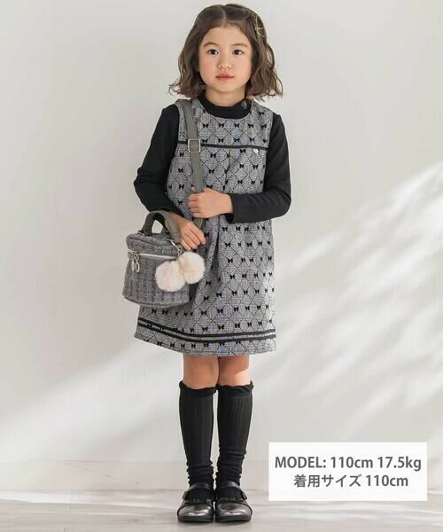 BeBe Petits Pois Vert / ベベ プチ ポワ ヴェール ミニ・ひざ丈スカート | 【店舗限定】【お揃い】リボンプリントチェックジャンパースカート(95~150cm) | 詳細1