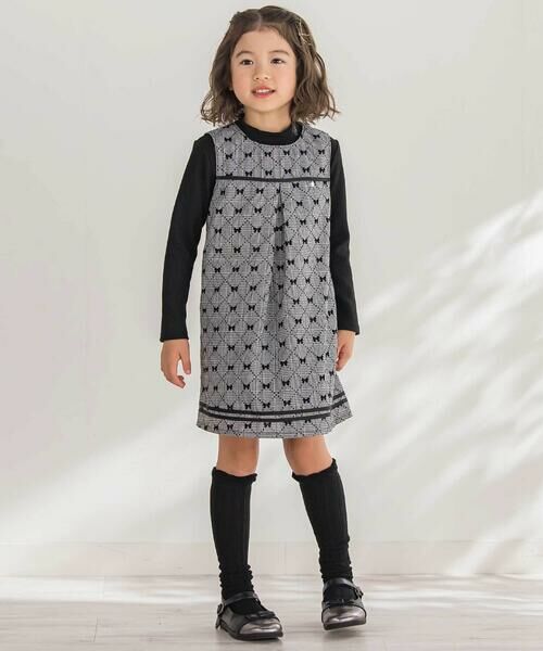 BeBe Petits Pois Vert / ベベ プチ ポワ ヴェール ミニ・ひざ丈スカート | 【店舗限定】【お揃い】リボンプリントチェックジャンパースカート(95~150cm) | 詳細3