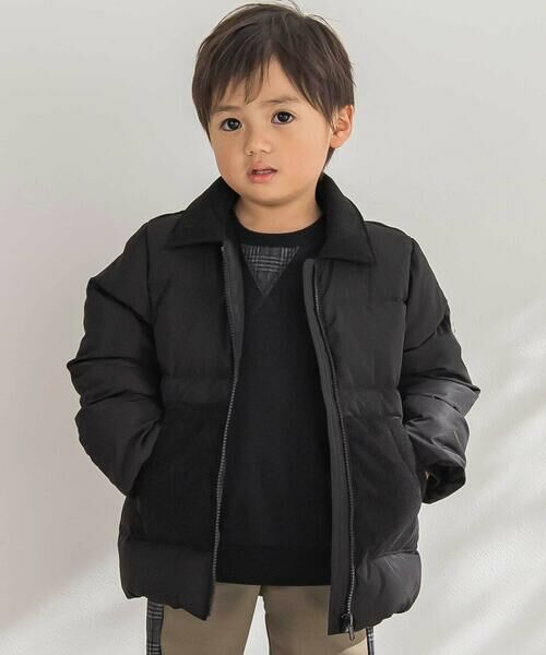 BeBe Petits Pois Vert / ベベ プチ ポワ ヴェール テーラードジャケット | 【店舗限定】タフタコールテン切り替えダウンジャケット(95~150cm) | 詳細3