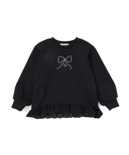 BeBe Petits Pois Vert / ベベ プチ ポワ ヴェール スウェット | 【店舗限定】ポンチ裾フリルリボン刺しゅうトレーナー(95~150cm) | 詳細5
