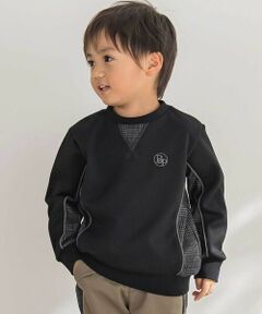 BeBe Petits Pois Vert / ベベ プチ ポワ ヴェール スウェット | 【店舗限定】【お揃い】カノコボンディングチェックジャガード切り替えトレーナー(95~150cm)