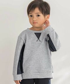 BeBe Petits Pois Vert / ベベ プチ ポワ ヴェール スウェット | 【店舗限定】【お揃い】カノコボンディングチェックジャガード切り替えトレーナー(95~150cm)