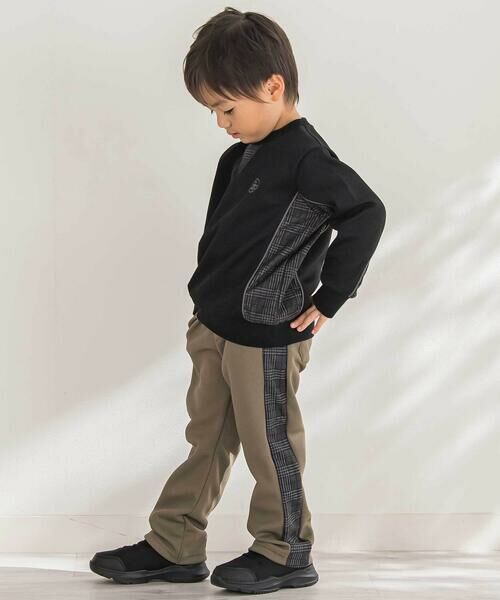 BeBe Petits Pois Vert / ベベ プチ ポワ ヴェール スウェット | 【店舗限定】【お揃い】カノコボンディングチェックジャガード切り替えトレーナー(95~150cm) | 詳細3