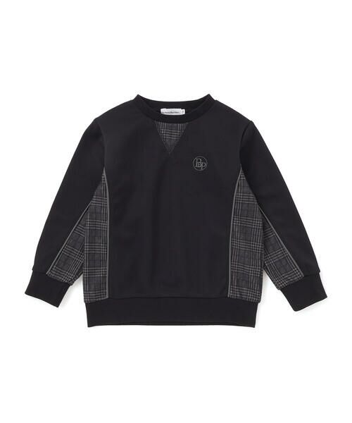 BeBe Petits Pois Vert / ベベ プチ ポワ ヴェール スウェット | 【店舗限定】【お揃い】カノコボンディングチェックジャガード切り替えトレーナー(95~150cm) | 詳細6