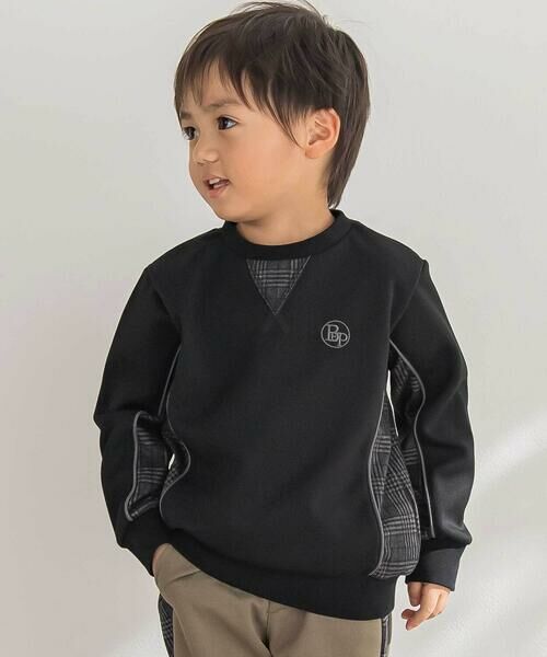 BeBe Petits Pois Vert/ベベ プチ ポワ ヴェール 【店舗限定】【お揃い】カノコボンディングチェックジャガード切り替えトレーナー(95~150cm) ブラック 120cm BeBe Petits Pois Vert/ベベ プチ ポワ ヴェール 【店舗限定】【お揃い】カノコボンディングチェックジャガード切り替えトレーナー(95~150cm) ブラック 120cm
