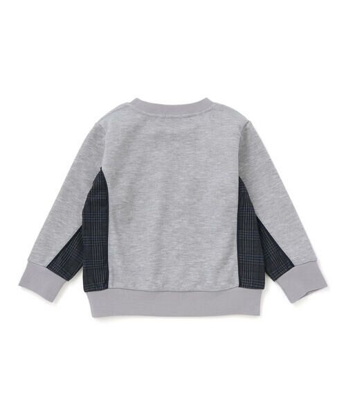 BeBe Petits Pois Vert / ベベ プチ ポワ ヴェール スウェット | 【店舗限定】【お揃い】カノコボンディングチェックジャガード切り替えトレーナー(95~150cm) | 詳細12