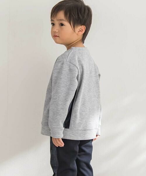 BeBe Petits Pois Vert / ベベ プチ ポワ ヴェール スウェット | 【店舗限定】【お揃い】カノコボンディングチェックジャガード切り替えトレーナー(95~150cm) | 詳細9