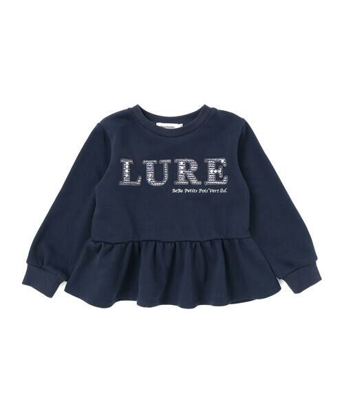 BeBe Petits Pois Vert / ベベ プチ ポワ ヴェール スウェット | 【店舗限定】ツイードパッチワーク刺しゅうペプラムトレーナー(95~160cm) | 詳細4