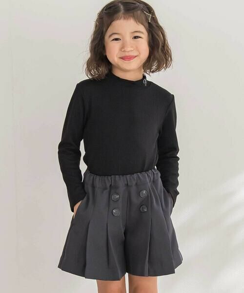 BeBe Petits Pois Vert / ベベ プチ ポワ ヴェール ミニ・ひざ丈スカート | 【店舗限定】フロントボタンプリーツキュロットパンツ(95~150cm) | 詳細14