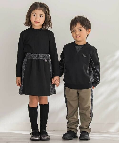 BeBe Petits Pois Vert / ベベ プチ ポワ ヴェール ミニ・ひざ丈スカート | 【店舗限定】【お揃い】チェックジャガード切り替えスカート(100~150cm) | 詳細2