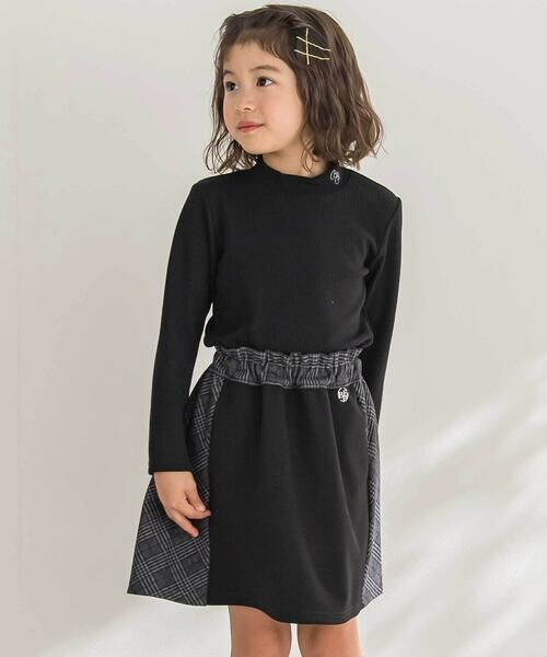 BeBe Petits Pois Vert / ベベ プチ ポワ ヴェール ミニ・ひざ丈スカート | 【店舗限定】【お揃い】チェックジャガード切り替えスカート(100~150cm) | 詳細4