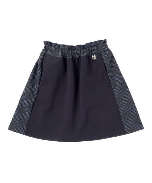 BeBe Petits Pois Vert/ベベ プチ ポワ ヴェール 【店舗限定】【お揃い】チェックジャガード切り替えスカート(100~150cm) ネイビー系 140cm BeBe Petits Pois Vert/ベベ プチ ポワ ヴェール 【店舗限定】【お揃い】チェックジャガード切り替えスカート(100~150cm) ネイビー系 140cm