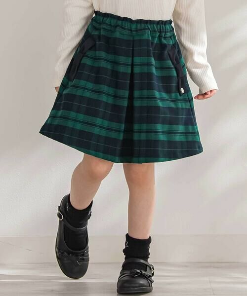 BeBe Petits Pois Vert / ベベ プチ ポワ ヴェール ミニ・ひざ丈スカート | 【店舗限定】【お揃い】センタータックチェックスカート(95~150cm) | 詳細16
