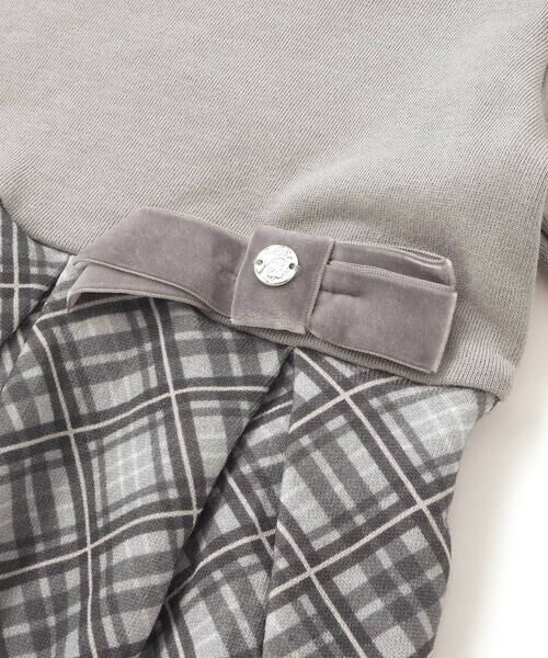 BeBe Petits Pois Vert / ベベ プチ ポワ ヴェール ミニ丈・ひざ丈ワンピース | 【お揃い】チェック柄裏毛ベロアリボンタックワンピース(95~150cm) | 詳細9