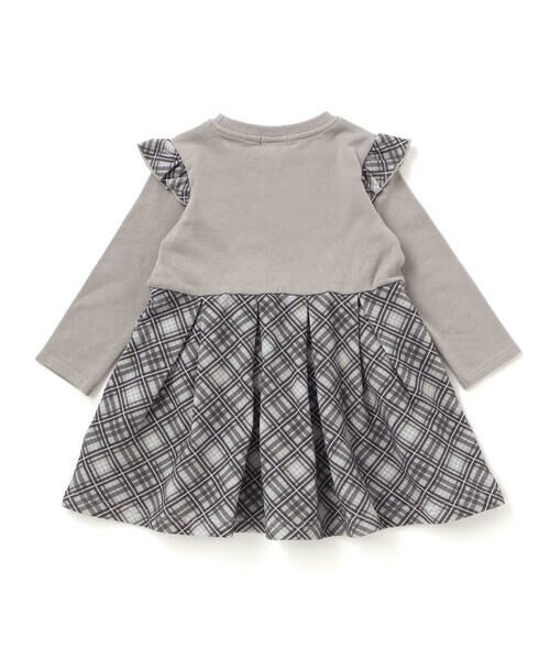 BeBe Petits Pois Vert / ベベ プチ ポワ ヴェール ミニ丈・ひざ丈ワンピース | 【お揃い】チェック柄裏毛ベロアリボンタックワンピース(95~150cm) | 詳細6