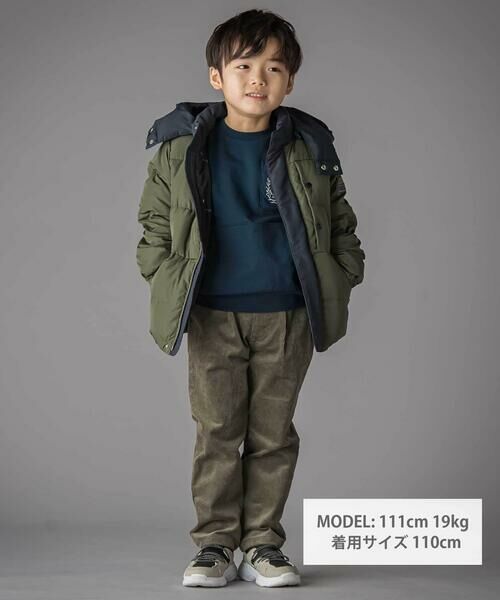 BeBe Petits Pois Vert / ベベ プチ ポワ ヴェール ダウンジャケット・ベスト | 配色タフタ切り替えダウンコート(95~160cm) | 詳細7