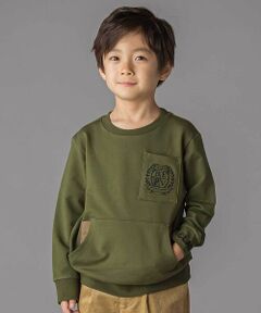 BeBe Petits Pois Vert / ベベ プチ ポワ ヴェール スウェット | エンブレム刺しゅう裏毛トレーナー(95~150cm)